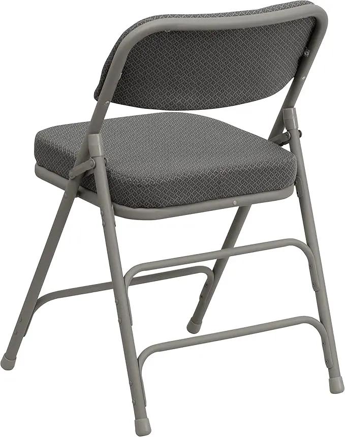 Flash Furniture Hercules Series Metal Folding Chairs with Cushioned Seats, Fabric Upholstered Event Chairs, Set of 2, Gray by GreenHaven Gardens