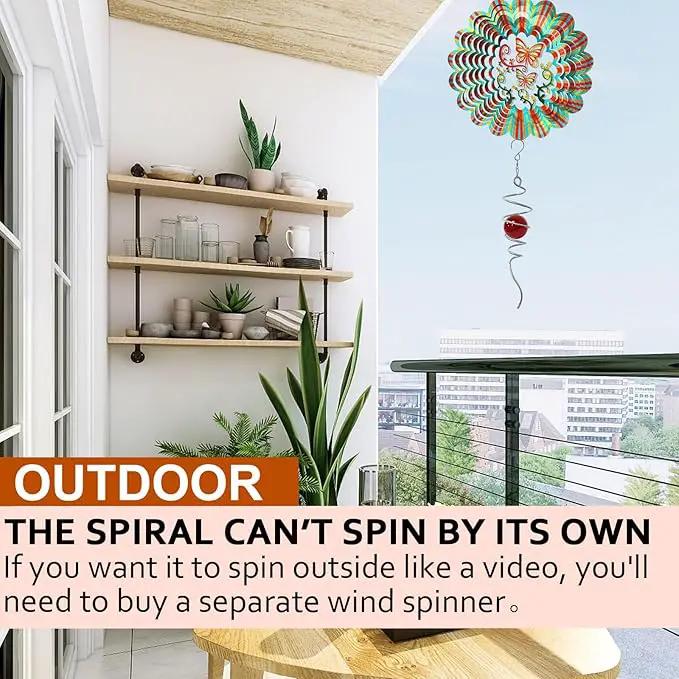 Gazing Ball Spiral Tail Wind Spinner,Decorative Wind Spinner 11inch Tail and 2 inch Glass Orb. Indoor Outdoor Wind Spinner Tail Sun Catcher Garden Decoration-13 inch Height(red) by GreenHaven Gardens