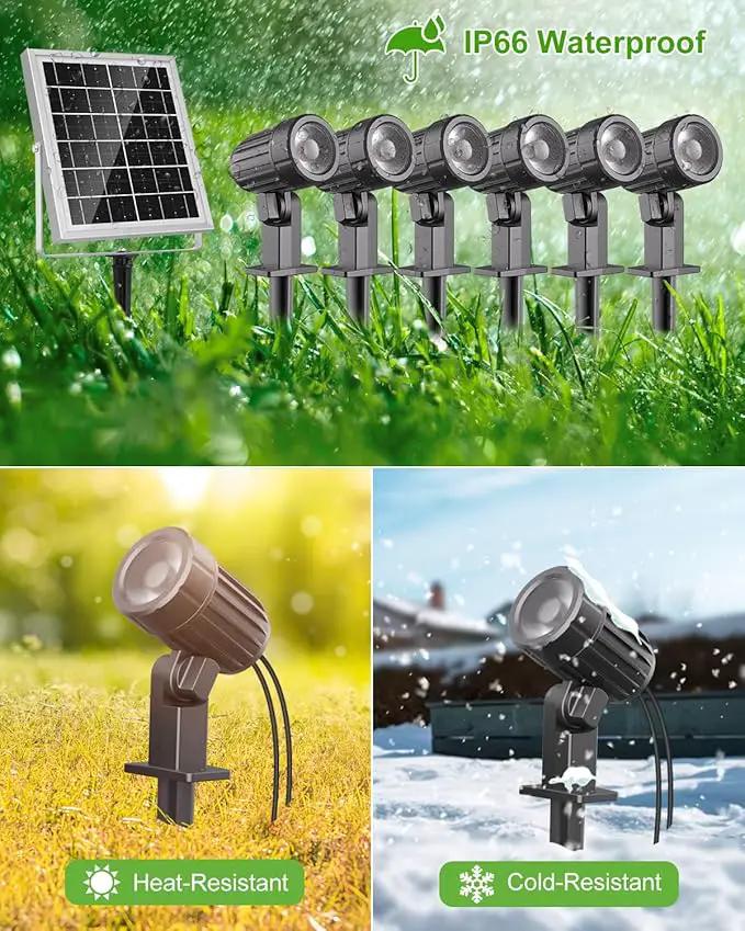 CLY 6 in 1 Solar Spotlights Landscape Outdoor Garden, Solar Spotlights IP66 Waterproof Landscape Lighting with Remote 18M Cable for Garden, Lawn, Patio, 2700K/4000K/6500K by GreenHaven Gardens
