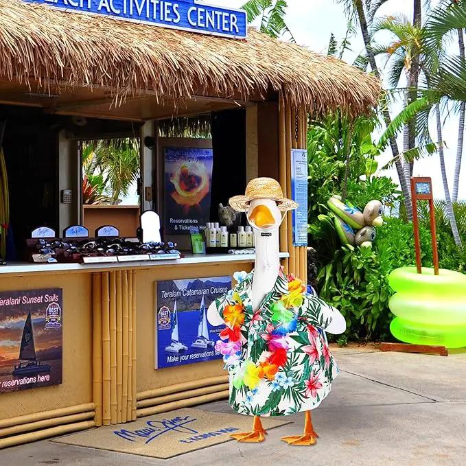 Goose Outfit Lawn Goose Porch Clothing Outfits for Yard Summer Luau 23'' Lawn Outdoor Decoration(Hawaiian Style) by GreenHaven Gardens