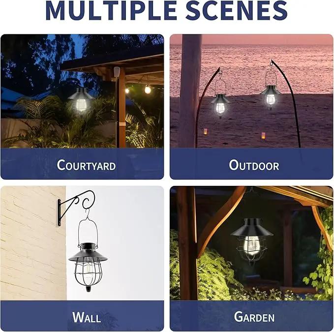 Solar Hanging Lantern Outdoor Waterproof Solar Lanterns Hanging Lights for Outside with Bright Warm White Light for Garden Patio Yard Pathway 2 Pack(Black) by GreenHaven Gardens