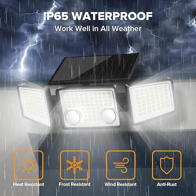 UME Solar Outdoor Lights 3000 Lumen 7000K, 152 LED Super Bright Motion Sensor Outdoor Lights with 2 Sensors, IP65 Waterproof 270 Wide Angle Solar Flood Lights with 3 Modes for Garden - 6 Pack by GreenHaven Gardens