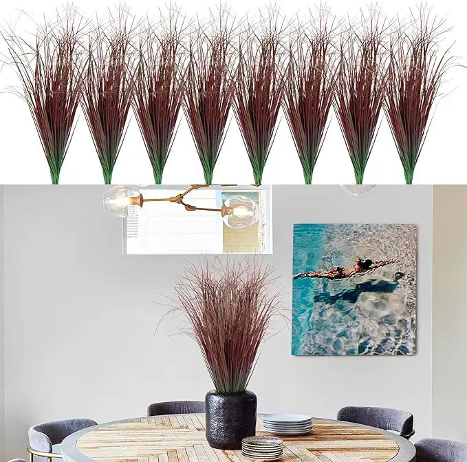 24Pcs Artificial Grass Plants, Faux Shrubs Wheat Grass, Artificial Tall Grasses Fake Plants for Outdoor Decor,Artificial Greenery Stems Weed for Room Indoor Home Decor（Red） by GreenHaven Gardens