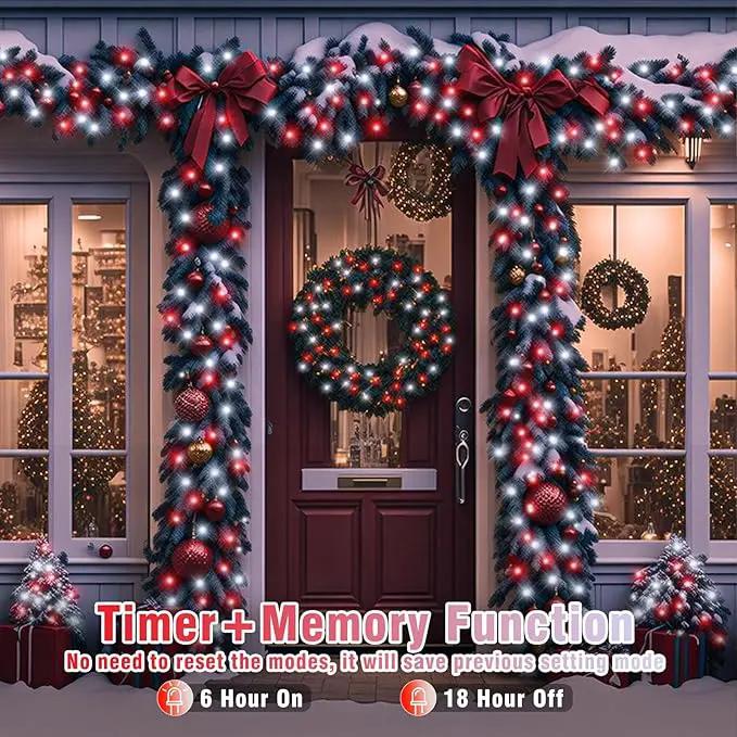 300 LED Christmas Lights Outdoor - 99ft Extra Long Christmas String Lights 8 Modes Plug in Waterproof Fairy Lights with Timer Memory for Indoor Outside Bedroom Home Party Decoration, Red&White by GreenHaven Gardens