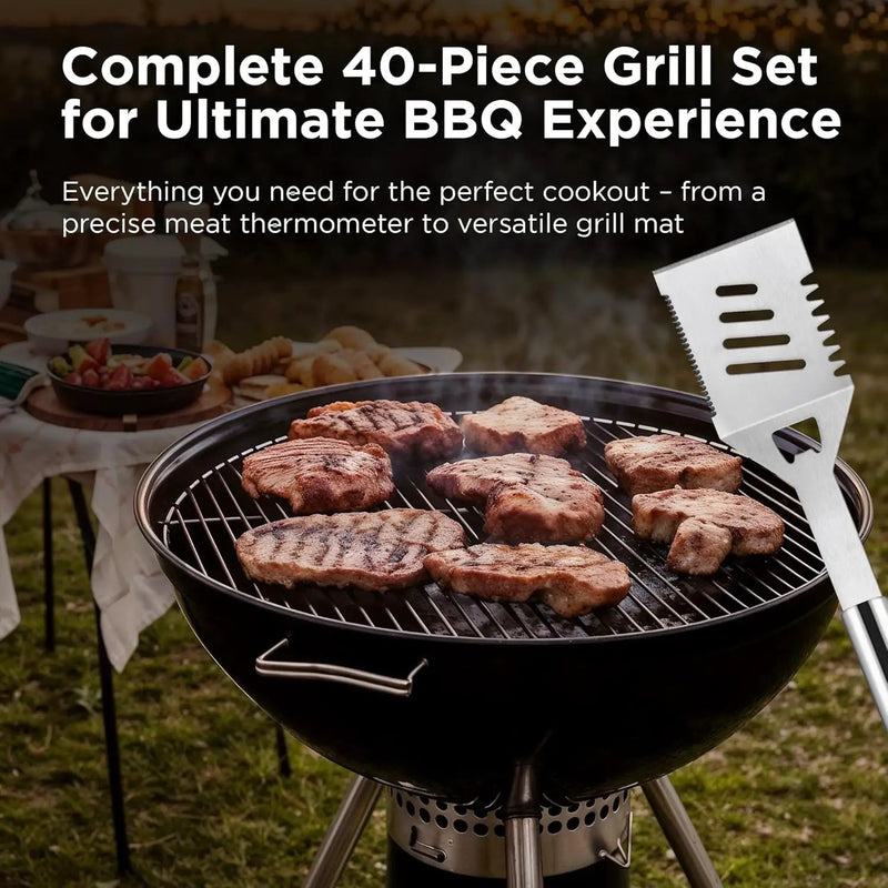 Kaluns BBQ Accessories, Complete Grill Set Dad Gifts for Christamas, 40 Pcs Premium Heavy Duty Stainless Steel Barbecue Grill Accessories for Outdoor Grill Gifts for Men Dad by GreenHaven Gardens