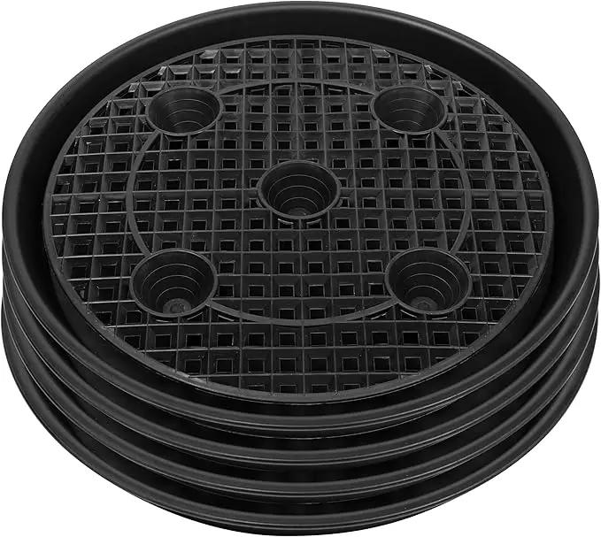 Plastic Plant Saucer Stand,4-Pack 14 inch, Elevated Plant Saucer Self-Watering Fabric Pot Base, Use Nonwoven Grow Bags, Plant Saucers Flower Pot Tray for Indoor-Outdoo and Grow Tents Greenhouses by GreenHaven Gardens