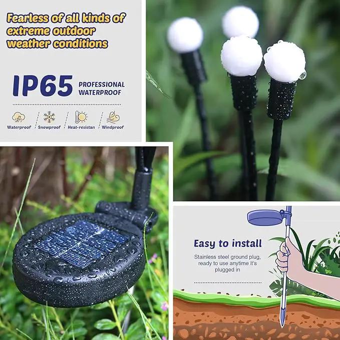 Solar Firefly Lights 2 Pack 16 LED Lights 2 Lighting Modes for Garden,Patio and Yard Solar-Powered LED Lights (Warm White, 2) by GreenHaven Gardens