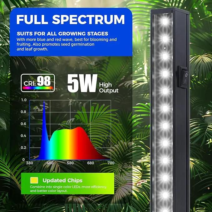 Barrina Plant Grow Lights, 5000K Full Spectrum Daylight White, T5 LED Grow Light Strips, 1ft Growing Lamp with Magnetic Bar, Plant Lights for Indoor Plants, Greenhouse, Black Cover, Linkable, 8 Packs by GreenHaven Gardens
