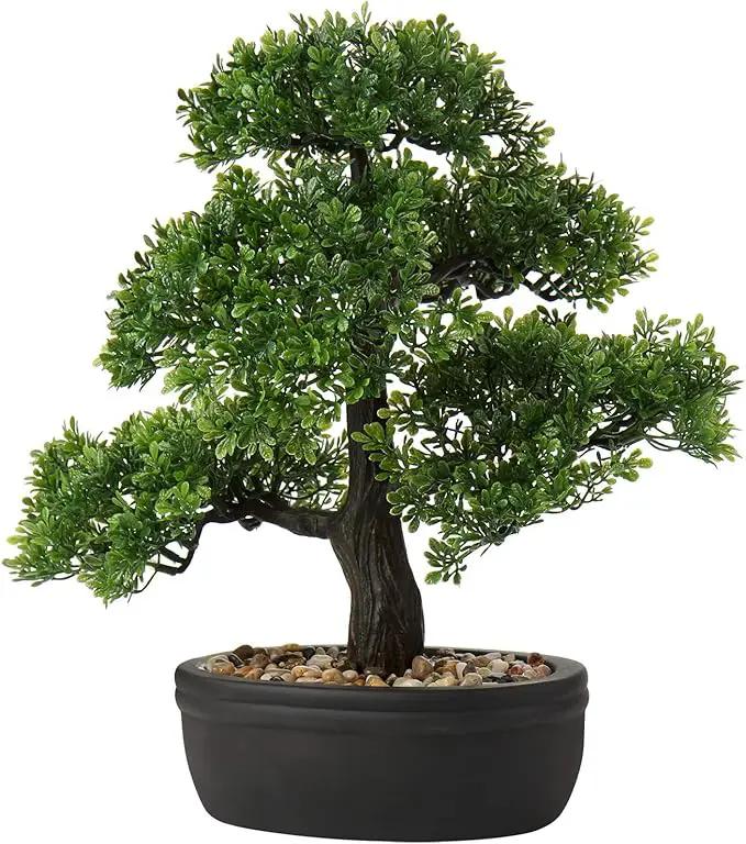 Artificial Bonsai Tree Juniper Faux Plants Indoor Small Fake Plants Decor with Ceramic Pots for Home Table Office Desk Bathroom Shelf Bedroom Living Room Farmhouse Decorations by GreenHaven Gardens