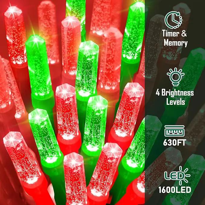 Heceltt 1600 LED 630 FT String Lights Outdoor, 8 Modes Christmas Lights Plug in, Waterproof Led String Lights with Timer and Memory for Christmas Home Party Tree Decorations (Red and Green) by GreenHaven Gardens