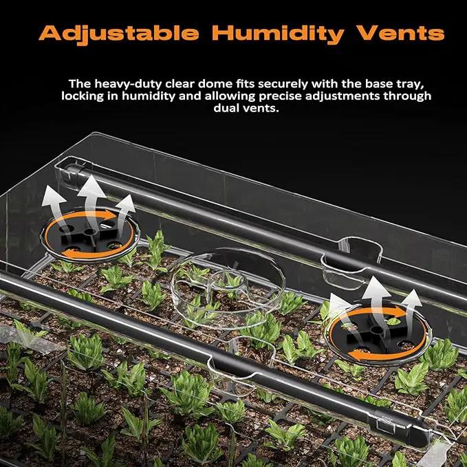 120-Cell Self-Watering Seed Starter Tray with Grow Light, Seed Starter Kit with 4.07” Humidity Dome, Indoor Seedling Starter Tray, Seed Starting Tray for Plant Germination, Seeds Growing
