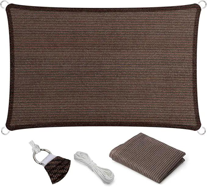 Eden's Decor Straight Flat-Edged Sun Shade Sail Rectangular 4' x 20' Brown UV-Blocking Outdoor Canopy Fabric Cloth Awning for Pergola Patio Garden Backyard Custom Size by GreenHaven Gardens