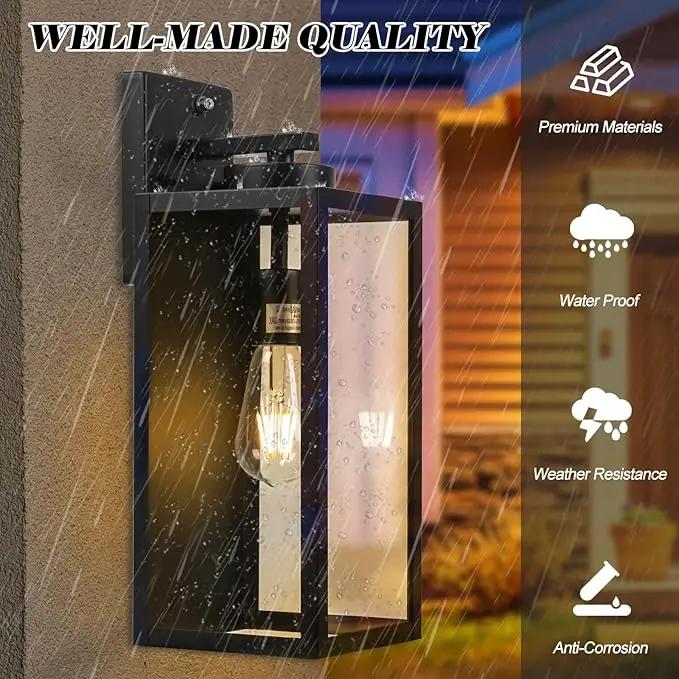 16-inch Dusk to Dawn Outdoor Wall Light Fixture, Large Black Exterior Wall Lantern Waterproof, Farmhouse Porch Sconce Lighting, Modern Wall-Mounted Outside Lights for House Garage, Patio Lamp, 2 Packs by GreenHaven Gardens