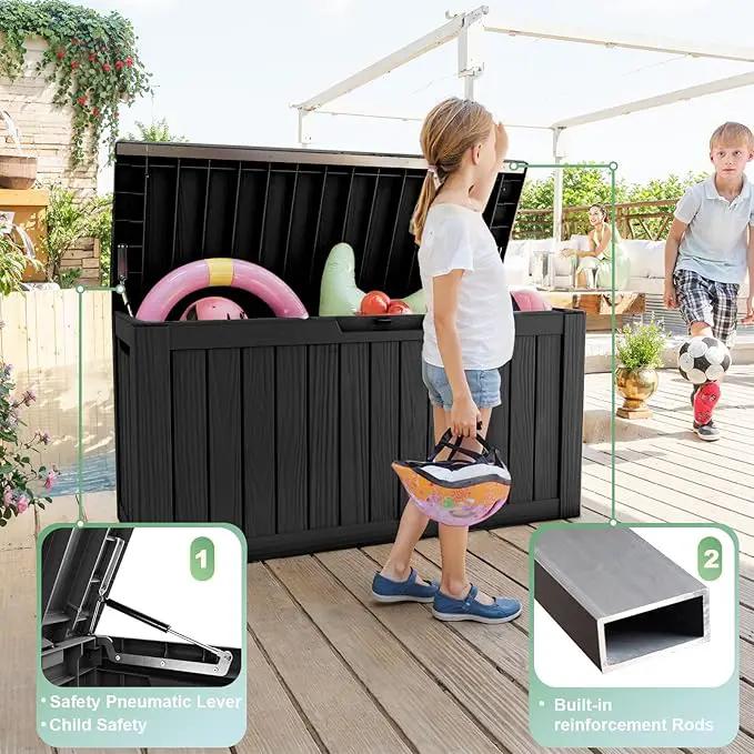 DRATO 80 Gallon Large Deck Box, Outdoor Storage Box for Patio Furniture, Patio Cushions, Gardening Tools, Pool Supplies 480lbs Weight Capacity,Waterproof Resin Storage Boxes by GreenHaven Gardens