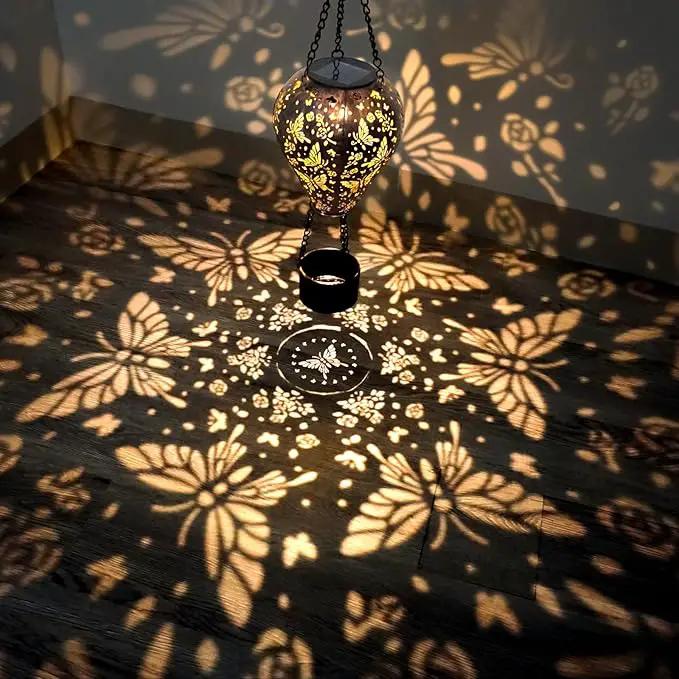2-Pack Butterfly Decor Hot Air Balloon Solar Lantern – Outside Decorative Hanging Light for Garden Yard Patio Porch Lawn and Pathway – Unique Housewarming, Birthday Gift for Women Mom Grandma by GreenHaven Gardens