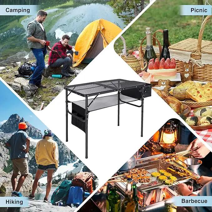 RedSwing Portable Grill Table with Sink for Outside, Aluminum Frame Folding Grill Stand Table for Outdoor Camping Picnic BBQ, Lightweight Adjustable Height, 36 x 20 x 31 Inches, Black by GreenHaven Gardens