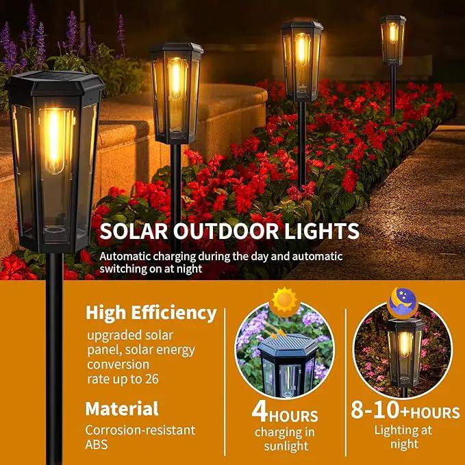 KINKAI Solar Walkway Lights Outdoor - 8 Pack Classic Pathway Light Waterproof Driveway Lamps Landscape Lighting with Filament Bulb for Outside Garden Lawn Patio Sidewalk Yard (Warm Light) by GreenHaven Gardens