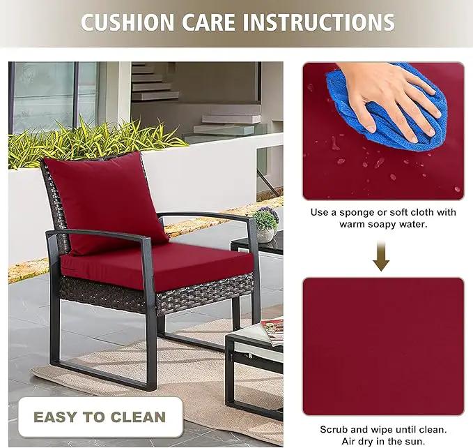 Outdoor Cushions for Patio Furniture, Waterproof Outdoor Chair Cushion w/Fade-Resistant, Removable & Machine-Washable Cover, 22x22 Inch, Deep Seat Sofa/Couch Pad Replacement – Set of 4, Burgundy by GreenHaven Gardens