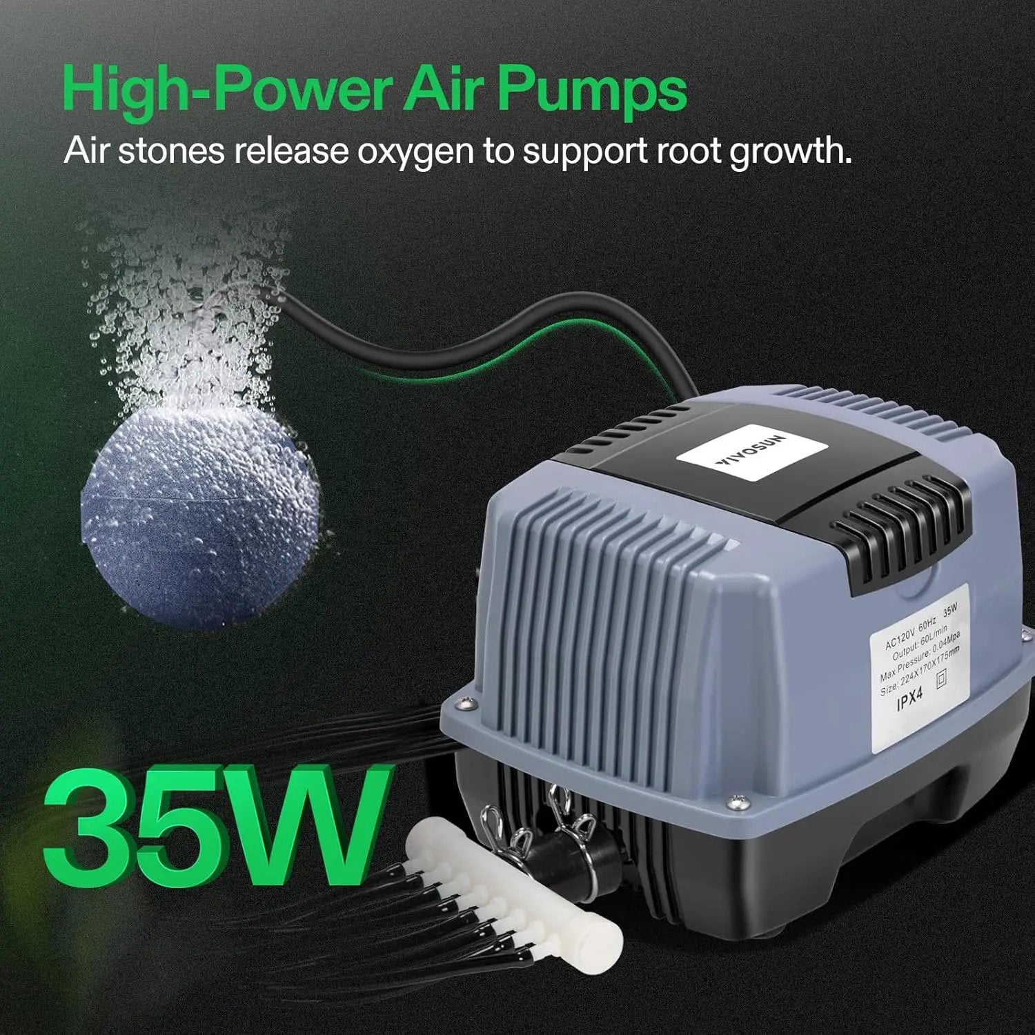 VIVOSUN DWC Hydroponics Grow System with Top Drip Kit, 5-Gallon Deep Water Culture, Recirculating Drip Garden System with Multi-Purpose Air Hose, Air Pump, and Air Stone (8 Buckets + Top Drip Kit) by GreenHaven Gardens