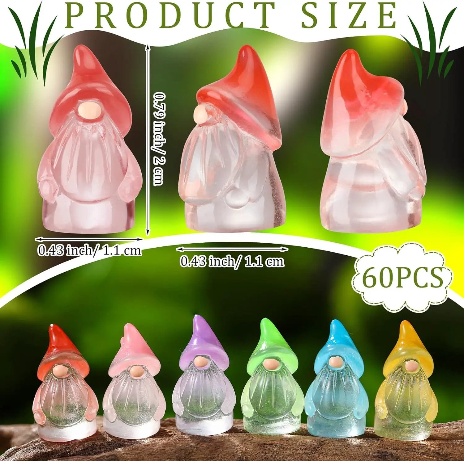 60 Pcs Mini Resin Luminous Gnomes Bulk Tiny Fairy Resin Statues Glow in The Dark Small Gnomes Miniature Figurines for Landscape Outdoor Patio Yard Lawn Plant Pots Fairy Decor(Classic) by GreenHaven Gardens