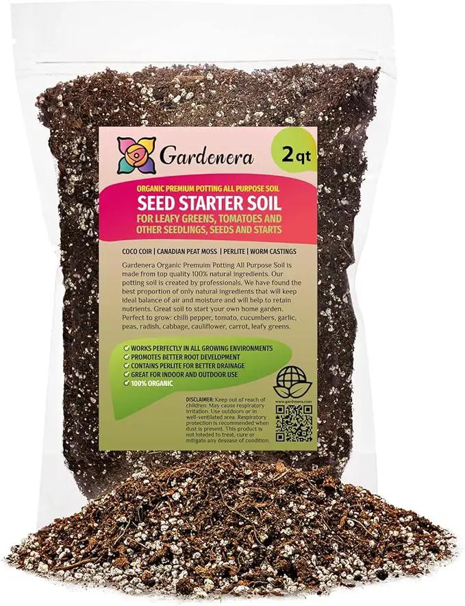 Premium Organic Seed Starter Soil - 2 Quart - All-Purpose Organic Potting Soil for Happy Seedlings and Plants by Gardenera by GreenHaven Gardens