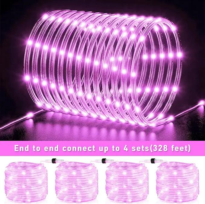 Easter Rope Lights Outdoor, 100FT 300 LED Christmas String Lights with Waterproof 8 Modes, Connectable Clear Tube Twinkle Light for Indoor Bedroom Patio Fence Party Wedding Decorations, Pink by GreenHaven Gardens