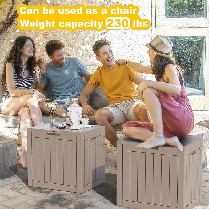 30 Gallon Resin Deck Box, Lockable Outdoor Storage Box for Patio Cushions Storage Furniture,Garden Tools, Pool Supplies, Weatherproof and UV Resistant- Grey by GreenHaven Gardens