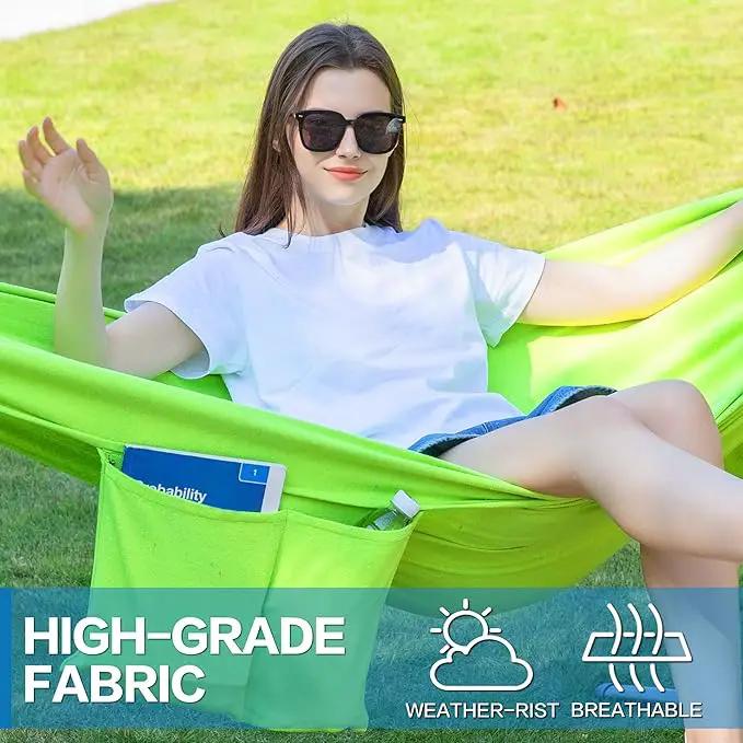 PNAEUT Double Hammocks with Stand for Outside, Portable Space Saving Heavy-Duty Steel Stand for Indoor Outdoor Patio with Carrying Bag, 450 lbs Capacity (Green) by GreenHaven Gardens