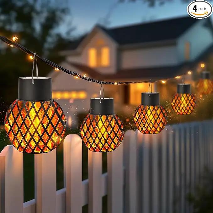 GIGALUMI Solar Lights Outdoor Waterproof,4 Pack Solar Hanging Lights with Flickering Flame,Outdoor Solar Lights for Yard,Patio,Tree,Camping,Christmas Decoration,New Upgraded Larger Lanterns by GreenHaven Gardens