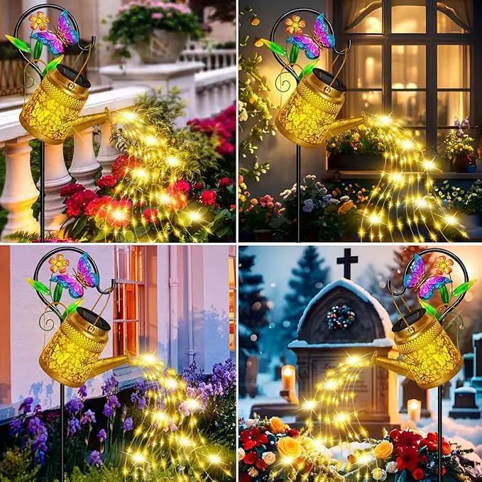 Solar Watering Can Lights Outdoor Garden Decor, Large Butterfly Hanging Lantern with Shepherd Hook, Waterproof Garden Lights for Outdoor Landscape Pathway Yard, Gift for Mom Grandma by GreenHaven Gardens