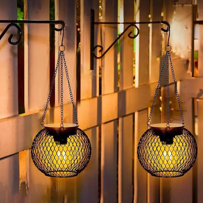 Solar Lanterns Outdoor, Brighter Metal Solar Hanging Lanterns, IP65 Waterproof Solar Lights Outdoor, Gardening Gifts & Decor for Garden Yard Patio Pathway by GreenHaven Gardens