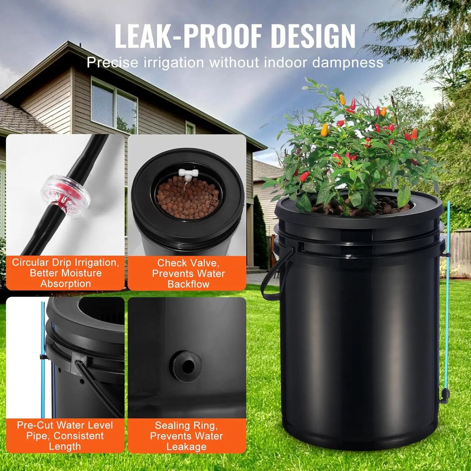 VEVOR DWC Hydroponics Grow System, Hydroponic Growing System with Top Drip Kit, Deep Water Culture 5-Gallon 4 Buckets, with Air Pump, Air Stones and Water Level Device for Leafy Vegetables by GreenHaven Gardens