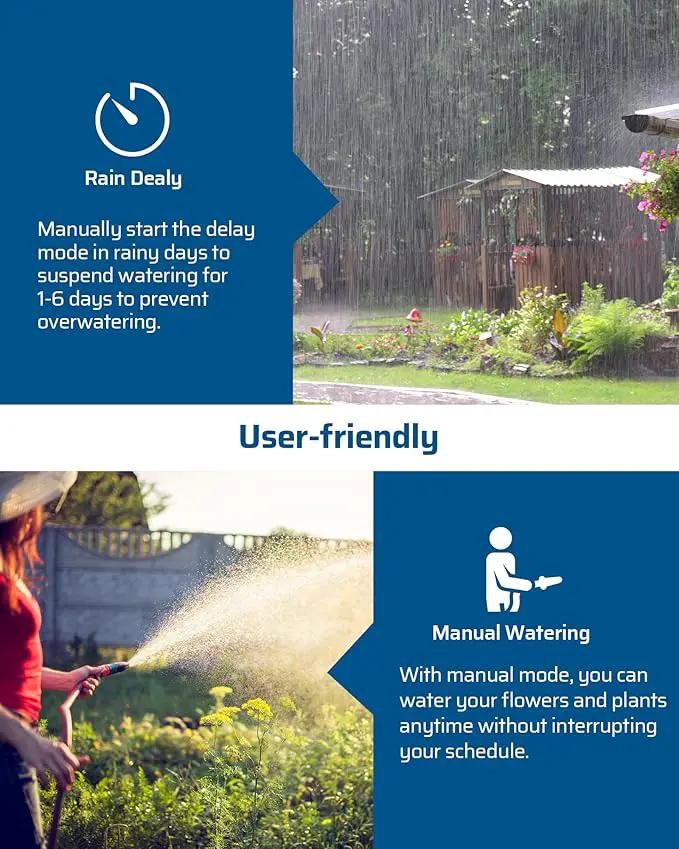 DEWENWILS Sprinkler Timer 4 Zone, Water Timer for Garden Hose with Rain Delay/Manual/AUTO Irrigation, Programmable Outdoor Faucet Hose Timer for Yard, Lawn by GreenHaven Gardens