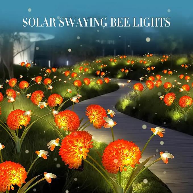 Solar Garden Lights, 6 Pack Swaying Bee Lights With Flowers, Waterproof Firefly Lights Outdoor for Garden Patio Yard Pathway Decoration, Gifts for Women Mother's Day by GreenHaven Gardens