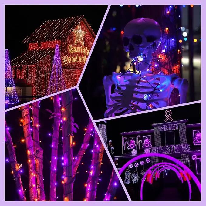 Purple and Orange Halloween Lights 2pack 164ft 400 Led Extendable Waterproof 8 Modes, Bright Indoor/Outdoor String Lights, Halloween Decorations for Party, Tree, Festivals, Patio, Garden Decor by GreenHaven Gardens