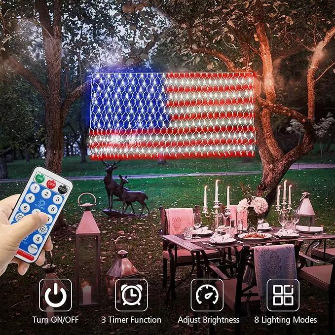 DBFAIRY Solar American Flag Lights Outdoor,420 LEDs American Flag Net Lights 6.5ft x 3.28ft Super Bright,Memorial Day Decorations of The United States for Independence/National/Memorial Day,July 4th by GreenHaven Gardens