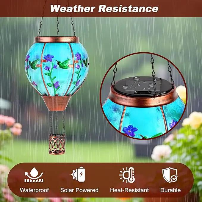 Hummingbird Solar Hot Air Balloon Lantern,Outdoor Decor with Flame Lights Waterproof, Hanging for Garden Yard Lawn Patio, Unique Gifts for Women Mom Grandma Gardener for Mother'Day Christmas by GreenHaven Gardens