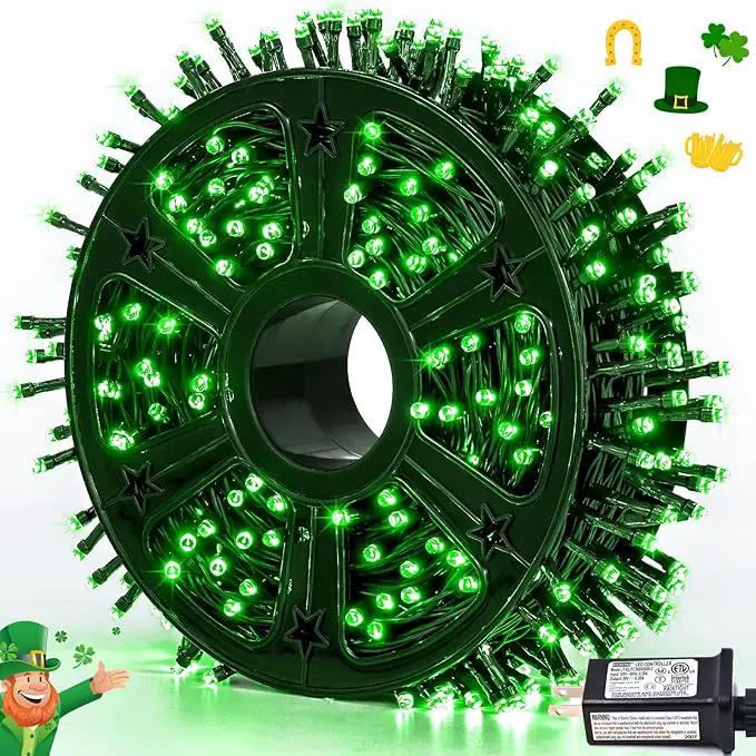 JMEXSUSS 500 LED Green St Patricks Day Lights, 8 Modes Christmas Lights Outdoor Plug in, 173ft Green String Lights for Christmas Party Xmas St Patricks Day Decorations by GreenHaven Gardens