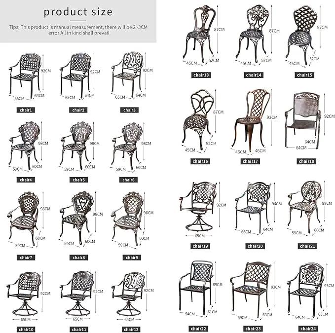 Outdoor Dining Chair Cast Aluminum Patio Chairs Set of 2 All-Weather Patio Dining Chair with Adjustable Feet for Backyard Garden (Muran Chair) by GreenHaven Gardens