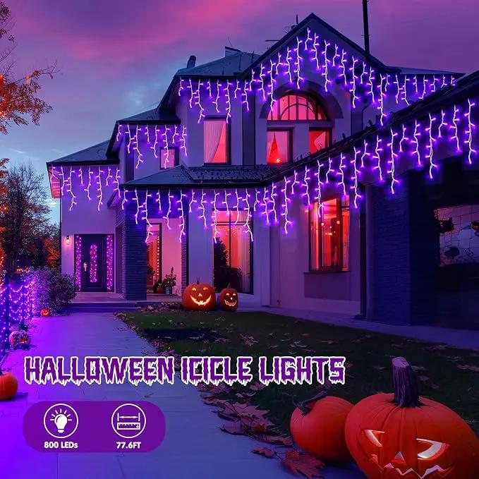 JMEXSUSS 800 LED Purple Icicle Lights Outdoor, Purple Icicle Christmas Lights Indoor Plug in with Remote, Purple Christmas Lights for Outside Fireplace Eave Yard Christmas Decor by GreenHaven Gardens