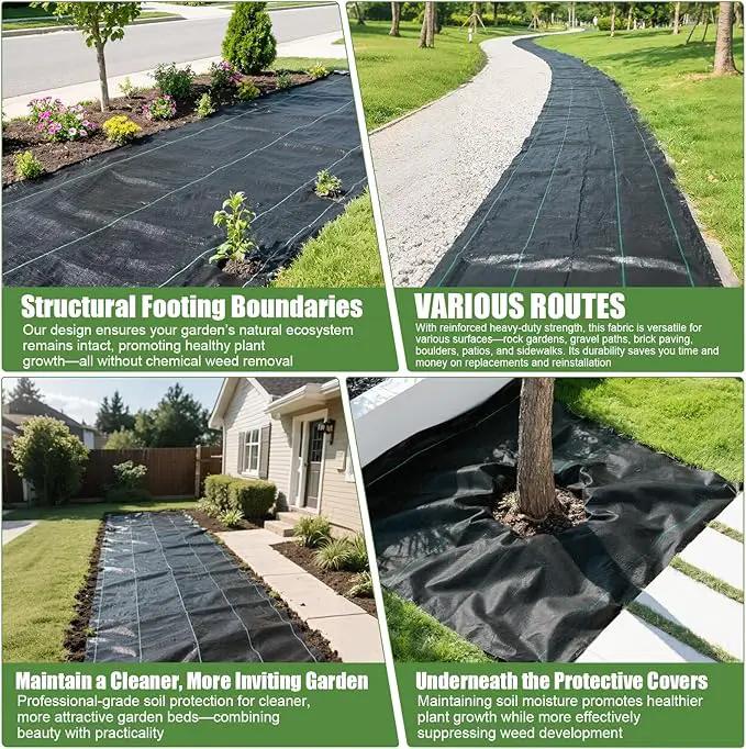 3FTx100FT Weed Barrier Fabric Heavy Duty, Gardening Landscape Fabric Cover Mat, Durable Weed Control Fabric for Garden Bed Cover, Landscaping, Commercial Driveway, Underlayment Use (3x100FT-3.2OZ) by GreenHaven Gardens