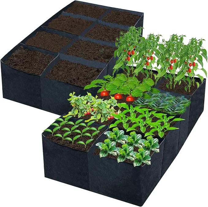 2 Pack 6x3x1ft Fabric Raised Garden Beds,128 Gallon 8 Grids Rectangle Plant Grow Bags,Durable Outdoor Gardening Planting Container Planter Pot for Growing Herbs Flowers Vegetables Potatoes Chillies by GreenHaven Gardens