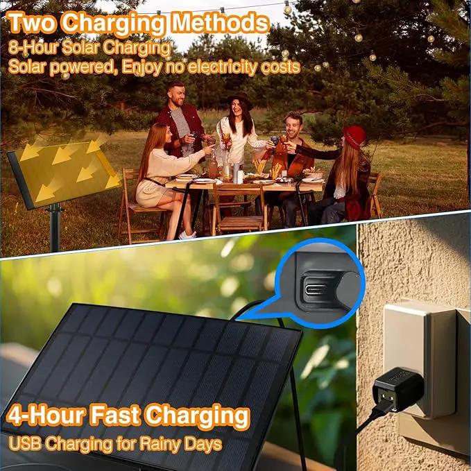 DAYBETTER 25FT Solar String Lights for Outside Waterproof with Remote,12 LED Shatterproof Bulbs Dimmable&Timer, Solar Patio Lights 3 Installation(Clips/Stakes/Nails) for Outdoor Porch Garden Market by GreenHaven Gardens