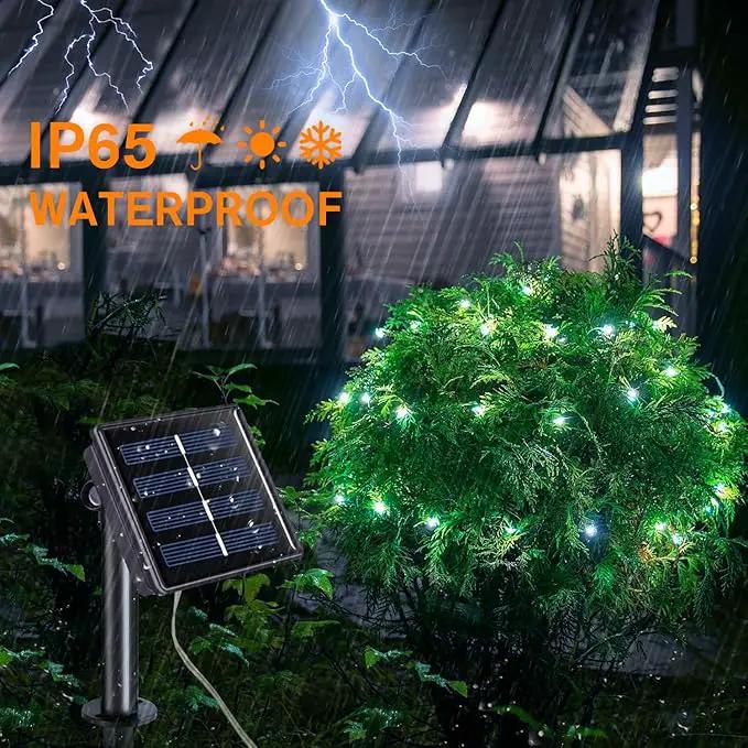 QITONG 4 Pack White Solar Fairy Lights, Each 33ft 100 LED String Light Outdoor Waterproof, 8 Modes Silver Wire Solar Twinkle Lights by GreenHaven Gardens