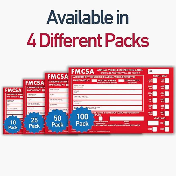 100 Pack Buck Aluminum Annual Vehicle Inspection Label with Punch Boxes, 2 Mil Red FMCSA Self Adhesive Sticker, DOT Compliant, Weatherproof, Tear Resistant, Easy to Write On, 6" x 3.5" - Made in USA by GreenHaven Gardens