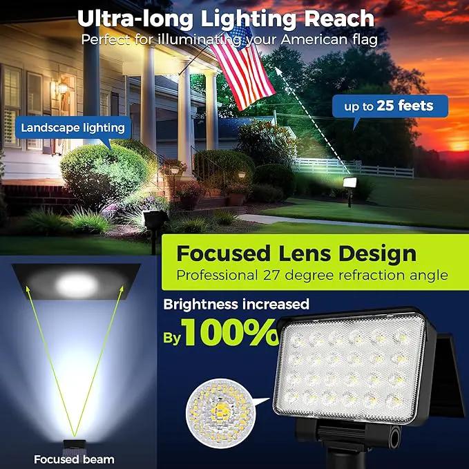 Solar Spot Lights Outdoor Waterproof for Flag, Tree, House, Garden, Yard, Landscape Spotlights for Accent Uplighting Decorations-6 Pack, Natural Light by GreenHaven Gardens