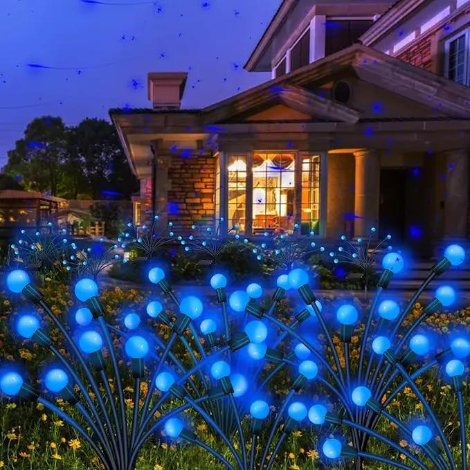 Solar Garden Lights Outdoor, 4 Pack 40 LED Solar Blue Firefly Lights Waterproof, Starburst Solar Wind Swaying Lights for Outside Yard Patio Planter Flower Bed Walkway Christmas Decoration by GreenHaven Gardens