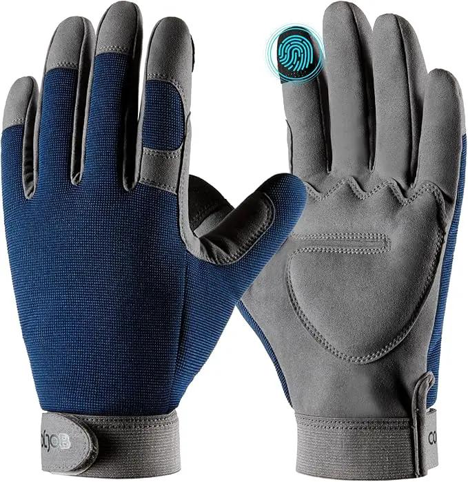 COOLJOB Thorn Proof Garden Gloves with Touchscreen Fingers for Men, Rose Pruning Work Gloves with Palm Cushion for Gardener, Farmer and Landscaper (Navy 1 Pair Medium) by GreenHaven Gardens