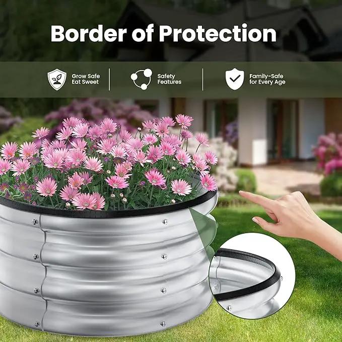 ZXZYHFTY Round Galvanized Raised Garden Bed kit,Silver Outdoor Garden Raised Planter Box, Round Large Metal Raised Garden Beds for Vegetable 2 * 2 * 1ft 3 Pcs by GreenHaven Gardens