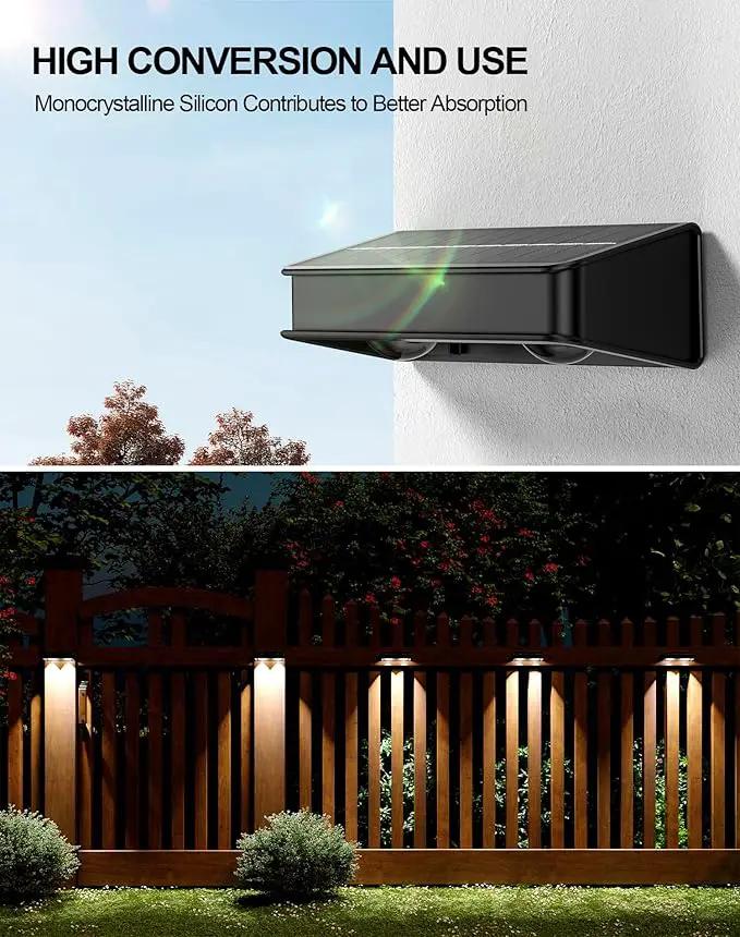 Solar Fence Lights 10 Pack, 9 Color Modes Outdoor Bulb Waterproof Led IP65, Solar Outdoor Lights for Backyard/Railing/Step/Wall/Patio/Yard (Black) by GreenHaven Gardens